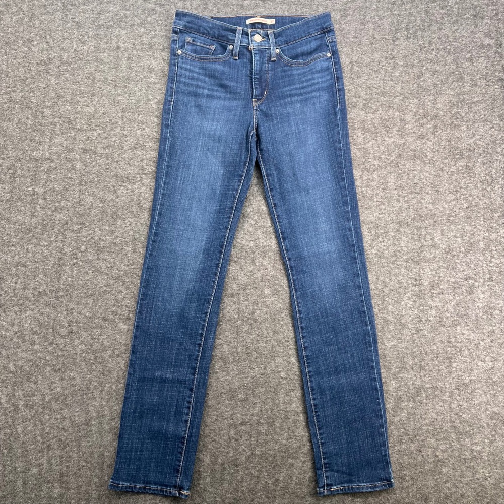 Levis 314 Shaping Straight Jeans Women 27 Medium Wash Blue Mid Rise Denim
